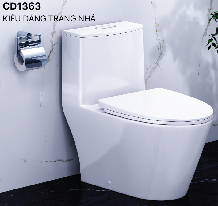 Bàn cầu 1 khối, đã bao gồm nắp đóng êm