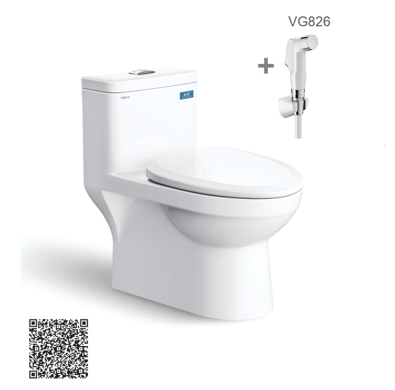 Bàn cầu 1 khối Nano Titan, xả nhấn 2 ché độ, nắp êm MK2 + VG826 