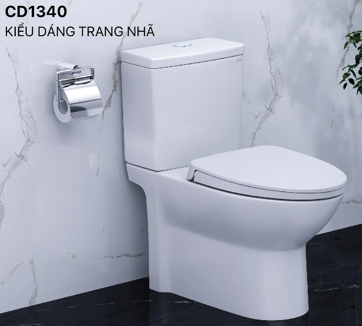 Bàn cầu 2 khối, đã bao gồm nắp đóng êm